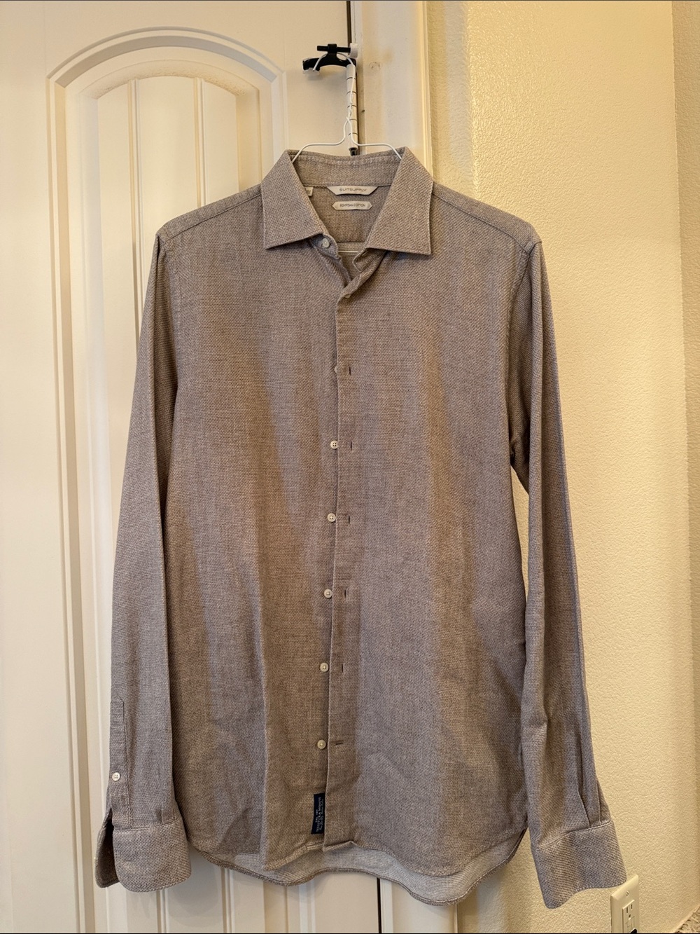 Suitsupply Men’s Long-Sleeve Tan Button-Up Shirt